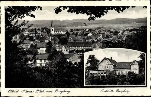 Ak Ellrich Harz Thüringen, Gaststätte Burgberg, Gesamtansicht