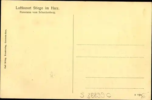 Ak Stiege Oberharz am Brocken, Panorama, Schenkenberg