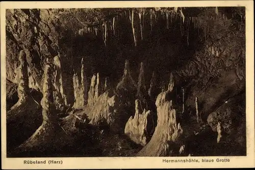 Ak Rübeland Oberharz am Brocken, Hermannshöhle, blaue Grotte