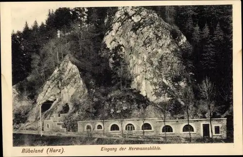 Ak Rübeland Oberharz am Brocken, Eingang zur Hermannshöhle