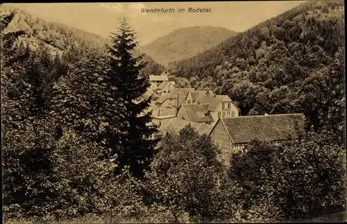 Ak Wendefurth Thale im Harz, Gesamtansicht, Bodetal