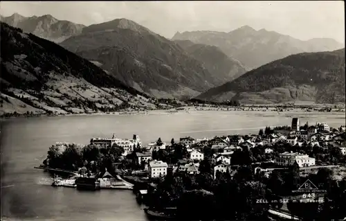 Ak Zell am See in Salzburg, Ortspanorama, Gebirge