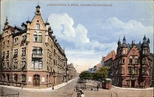 Ak Ludwigshafen am Rhein, Prinzregentenstraße, Straßenbahn