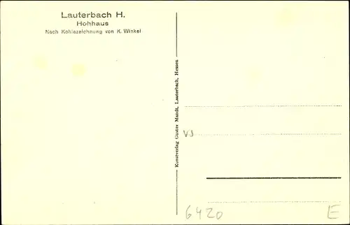 Künstler Ak Winkel, Karl, Lauterbach an der Lauter Vogelsbergkreis, Hohhaus