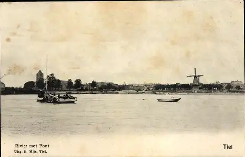 Ak Gelderland, Fluss mit Pont, Mühle