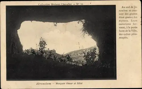 Ak Jerusalem Israel, Durchblick zur Moschee, Stadt