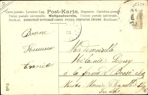 Präge Ak Glückwunsch Neujahr 1906, Marktplatz, Vergissmeinnicht