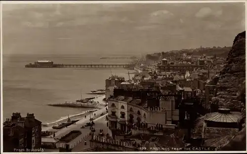 Ak Hastings East Sussex England, Blick vom Schloss