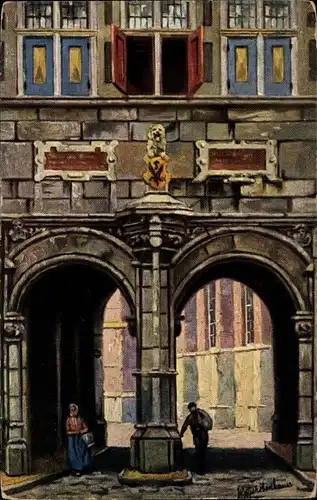 Künstler Ak Gerstenhauer, Johann Georg, Dordrecht Südholland Niederlande, Portal, Torbogen