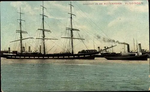 Ak Vlissingen Zeeland Niederlande, Blick in den Außenhafen