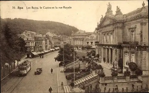 Ak Spa Wallonie Liège, Les Bains, das Casino und Rue Royale