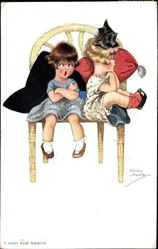 Künstler Ak Spark, Chicky, Zwei kleine Mädchen, Vertrauen, Freundschaft
