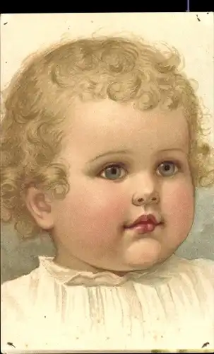 Ak Gemaltes Baby-Portrait, Lockige Haare