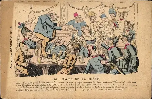 Künstler Ak Lavrate, Betrunkene Männer, Französische Soldaten, Restaurant