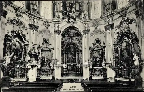 Ak Ettal Oberbayern, Kirche, Inneres, Altar