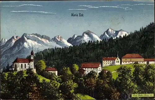 Künstler Ak Felle, Eugen, Siegsdorf in Oberbayern, Kloster Maria Eck, Alpen