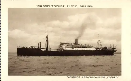 Ak Passagier- und Frachtdampfer Coburg, Norddeutscher Lloyd Bremen