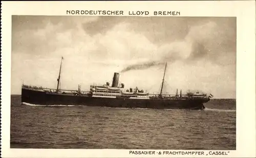 Ak Norddeutscher Lloyd Bremen, Passagier- und Frachtdampfer Cassel