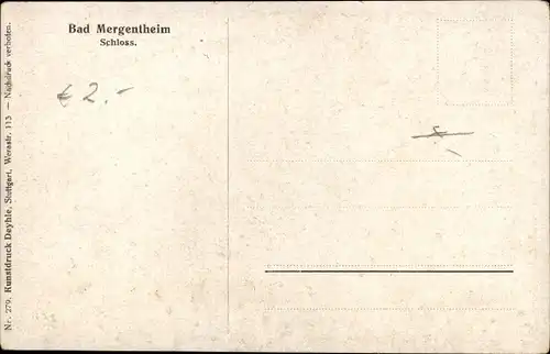 Ak Bad Mergentheim in Tauberfranken, Schloss