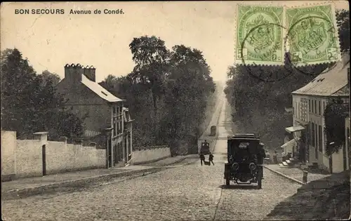 Ak Bon Secours Bonsecours Péruwelz Hennegau, Avenue de Conde, Auto