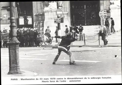 Ak Paris, Demonstration vom 23. März 1979 gegen den Abbau der französischen Stahlindustrie