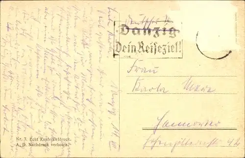 Ak Gdańsk Danzig, Jopengasse, St. Marien, Kirchturm, Fassade