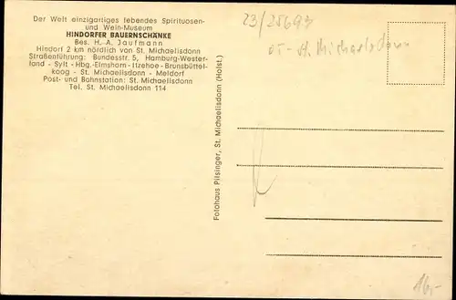 Ak Hindorf Sankt Michaelisdonn in Dithmarschen, Hindorfer Bauernschänke, Inneres, Wirt