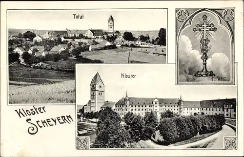 Ak Scheyern in Oberbayern, Gesamtansicht, Kloster, Kreuz