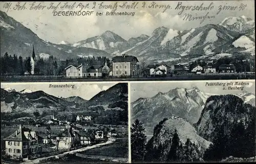 Ak Degerndorf Brannenburg in Oberbayern, Teilansichten, Petersberg, Madron