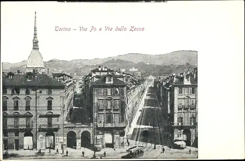 Ak Torino Turin Piemonte, Via Po e Via della Zecca