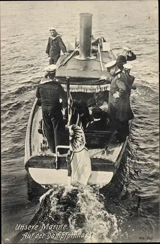 Ak Wilhelmshaven an der Nordsee, Unsere Marine, Seeleute auf einer Dampfpinasse