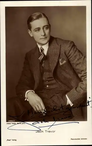 Ak Schauspieler Jack Trevor, Portrait, Ross Verlag 3961/1, Autogramm