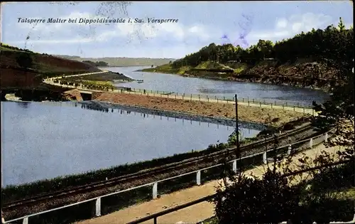 Ak Malter Dippoldiswalde im Osterzgebirge, Talsperre, Vorsperre, Bahnschienen