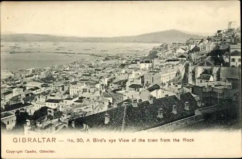 Ak Gibraltar, Panorama von der Stadt