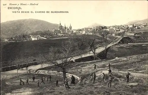 Ak Escorial Madrid, Blick vom Camino de Guadarrama