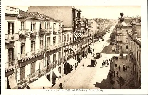 AK Vigo Galizien Spanien, Calle del Principe und Calle Urzaiz