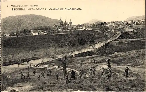 Ak Escorial Madrid, Blick vom Camino de Guadarrama