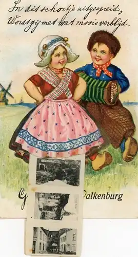 Leporello Ak Valkenburg Limburg Niederlande, Kinder in niederländischen Trachten, Harmonika