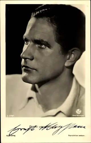 Ak Schauspieler Ernst von Klipstein, Ross Verlag A 2759 1, Terra Film, Portrait, Autogramm