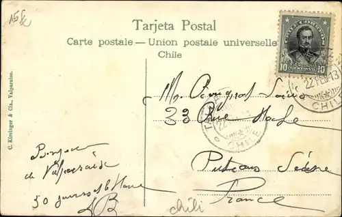 Ak Valparaiso Chile, Pferdetrinker