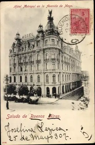 Ak Buenos Aires Argentinien, Hotel Metropol, Avenida de Mayo