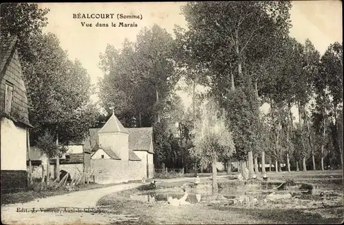 Ak Béalcourt Somme, Vue dans le Marais