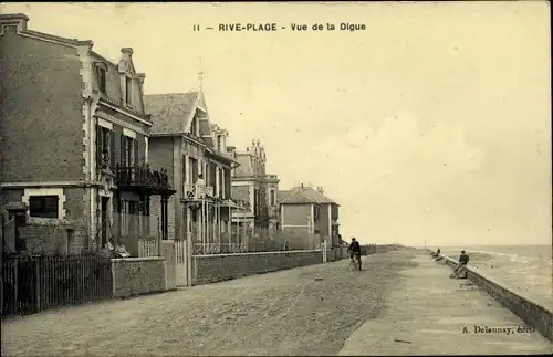 Ak Saint Aubin sur Mer Calvados, Rive Plage, Vue de la Digue