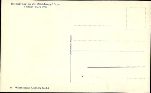 Ak Zürich Stadt Schweiz, Erinnerungen an die Zürichseegfrörne 192, Eislauf, Winteransicht, Eisläufer