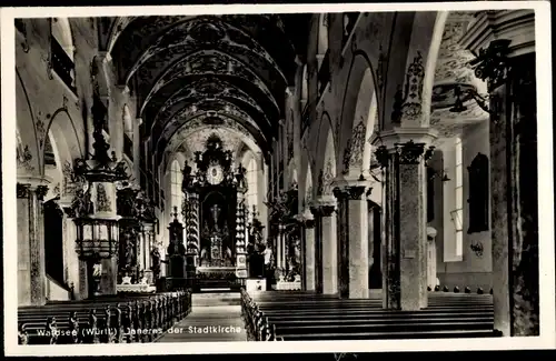 Ak Bad Waldsee in Württemberg, Stadtkirche, Innenansicht