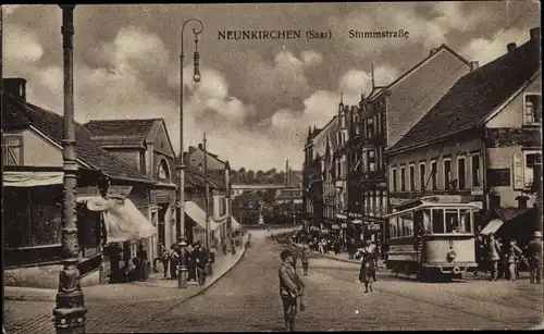 Ak Neunkirchen im Saarland, Stummstraße, Straßenbahn 6