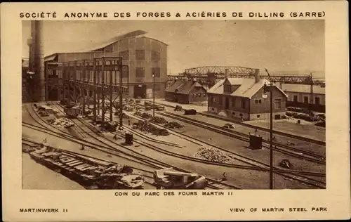 Ak Dillingen Saar, Coin du Parc des Fours Martin II, Forges et Aciéries, Fabrikgelände