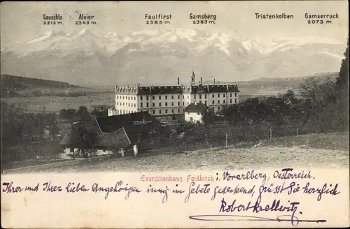 Ak Feldkirch Vorarlberg, Exerzitienhaus, Gauschla, Alvier, Faulfirst, Gamsberg, Tristenkolben