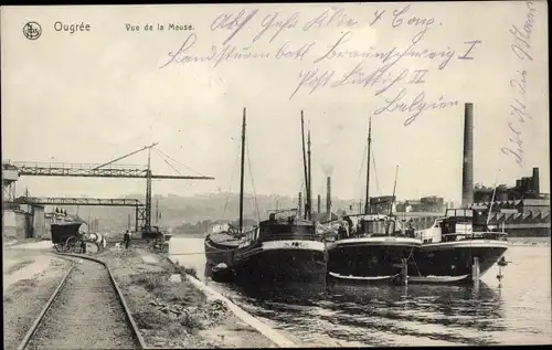 Ak Ougrée Seraing Wallonien Lüttich, Blick auf die Maas