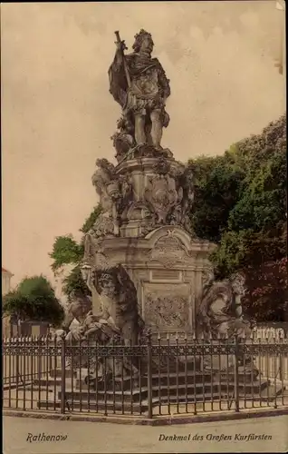 Ak Rathenow im Havelland, Denkmal des Großen Kurfürsten